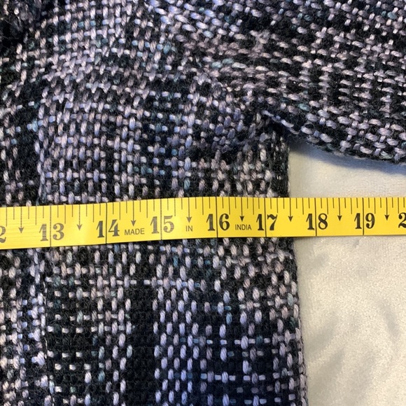 Nick & Mo Petite medium black gray chunky knit tweed fringe black jacket boucle - Picture 9 of 10